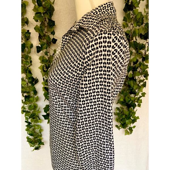 Banana Republic Non Iron Fitted Black White Long Sleeve Button Up Top Women's 6 - Picture 9 of 11
